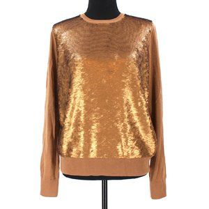 Ralph Lauren Purple Label Tobacco Brown Cashmere Sequin Sweater M NEW *FLAW*